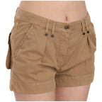 PLEIN SUD Brown Mid Waist 100% Cotton Mini Shorts