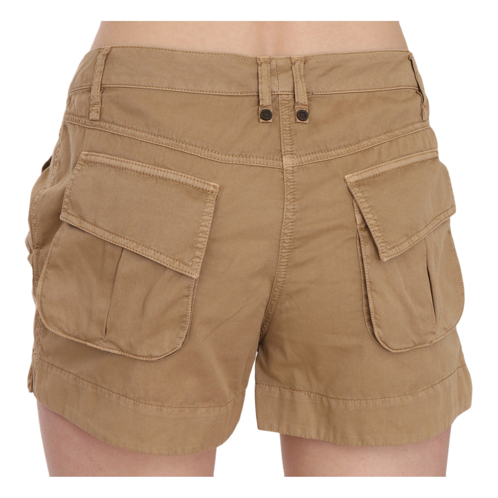 PLEIN SUD Brown Mid Waist 100% Cotton Mini Shorts