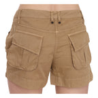 PLEIN SUD Brown Mid Waist 100% Cotton Mini Shorts