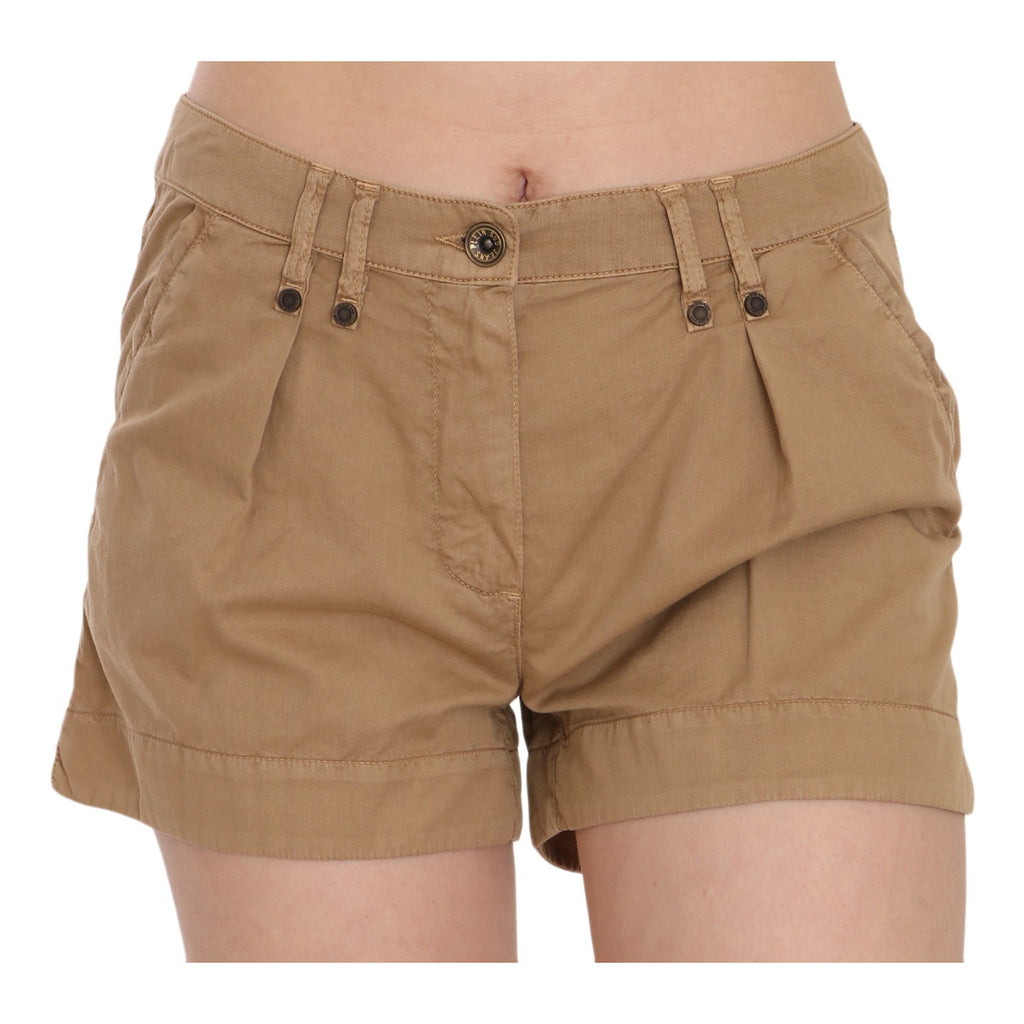 PLEIN SUD Brown Mid Waist 100% Cotton Mini Shorts