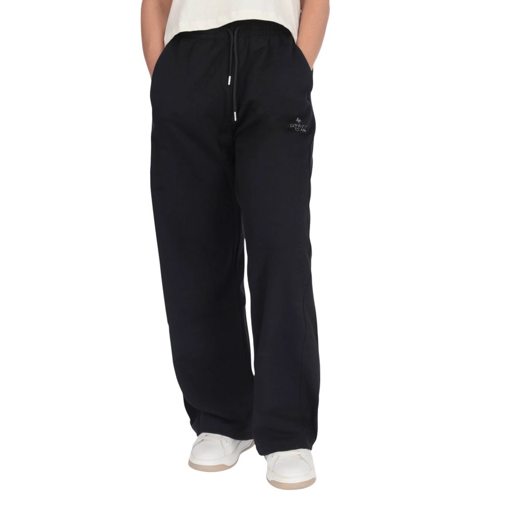 County of Milan Black Cotton Joggers Workout Pants