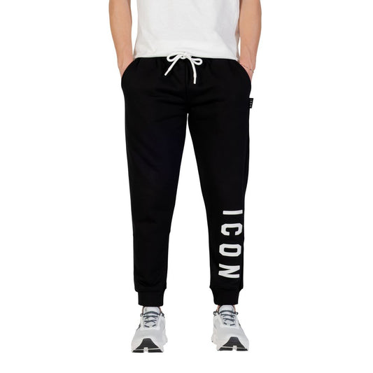 Icon Black Cotton Joggers Workout Pants