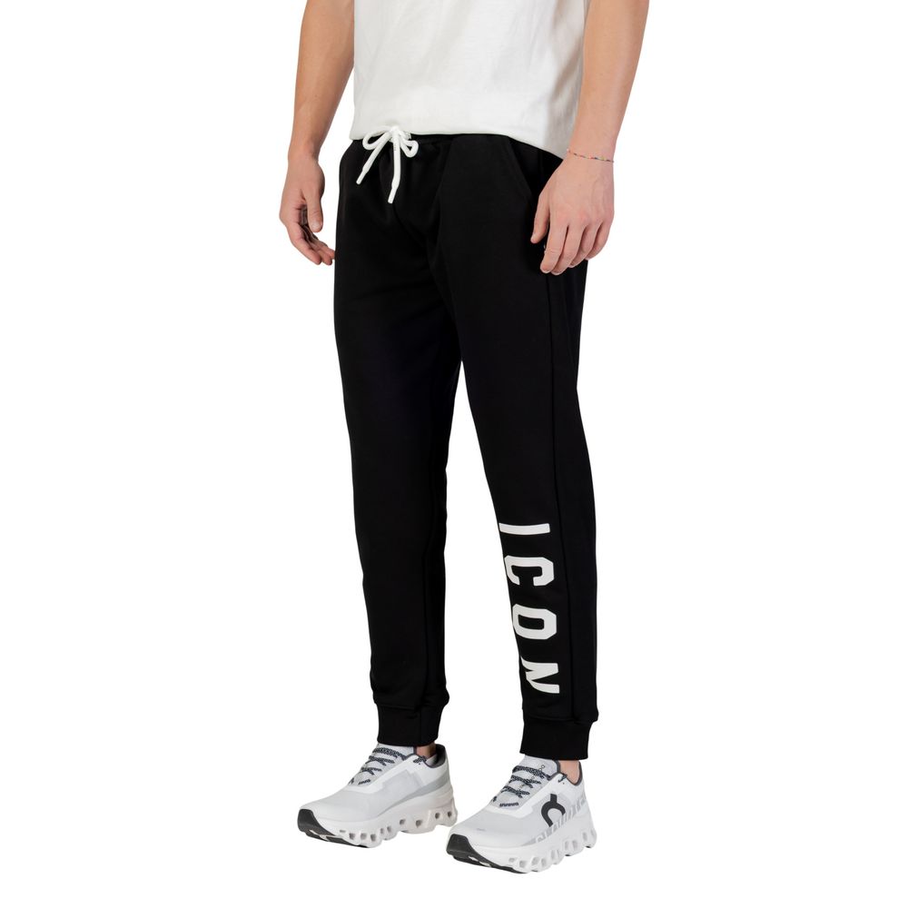 Icon Black Cotton Joggers Workout Pants