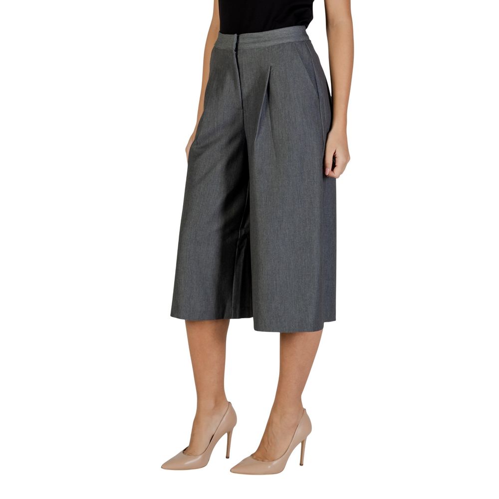 ICHI Gray Polyester Cropped Pants ICHI
