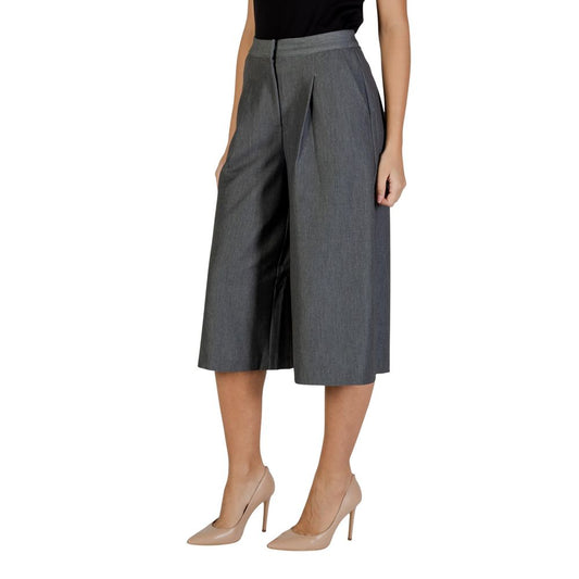 ICHI Gray Polyester Cropped Pants ICHI