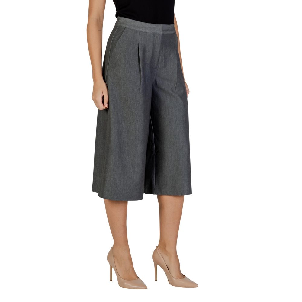 ICHI Gray Polyester Cropped Pants ICHI
