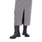 ICHI Black And White Polyester Long Skirt
