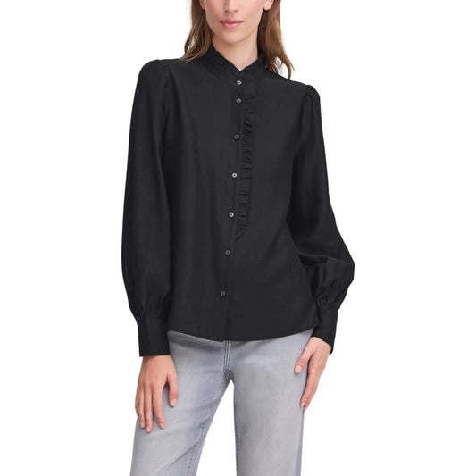 ICHI Black Viscose Blouse ICHI