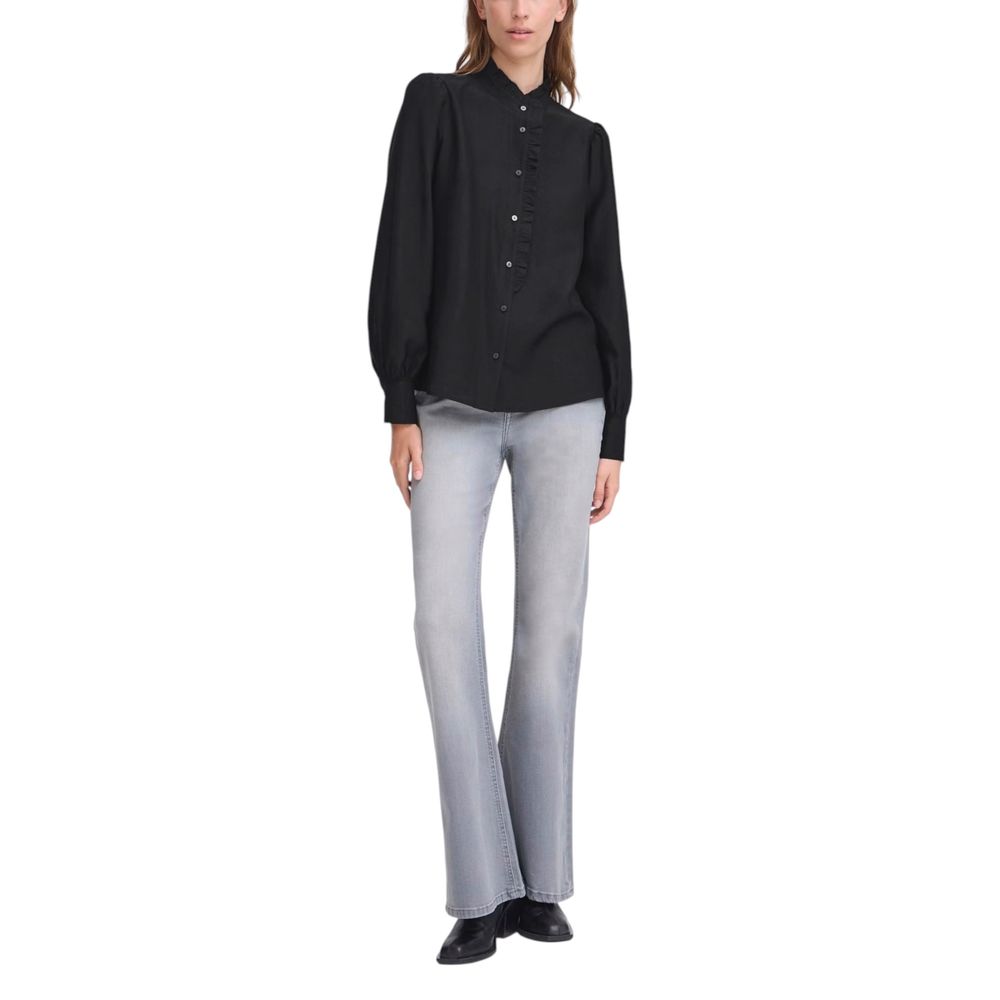 ICHI Black Viscose Blouse ICHI