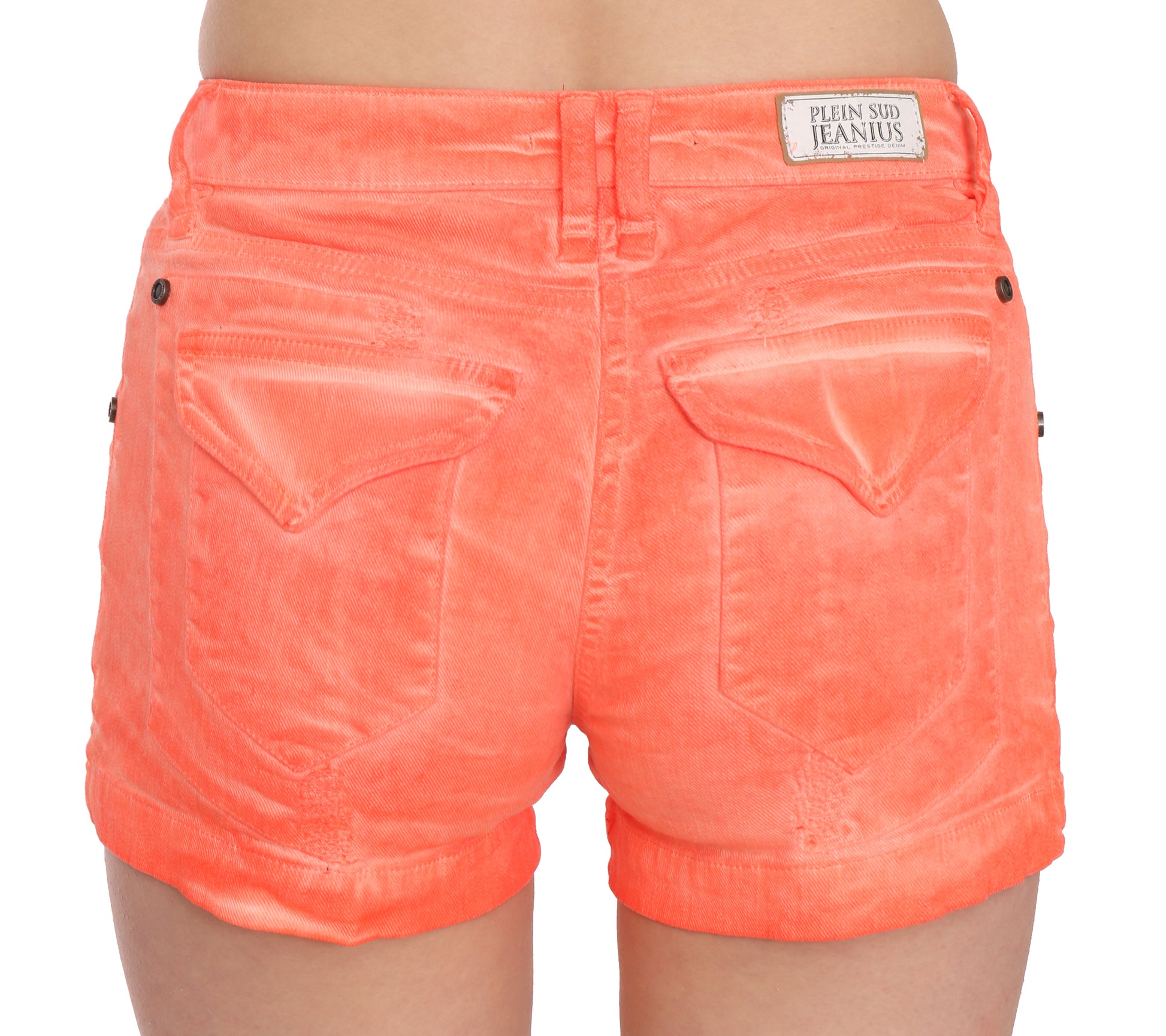 PLEIN SUD Orange Mid Waist Cotton Denim Mini Shorts PLEIN SUD