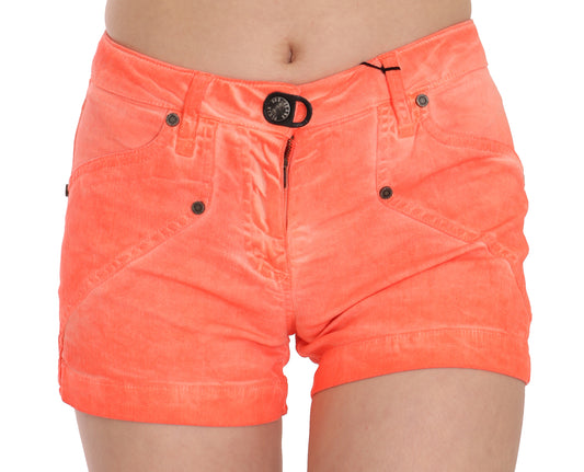 PLEIN SUD Orange Mid Waist Cotton Denim Mini Shorts PLEIN SUD