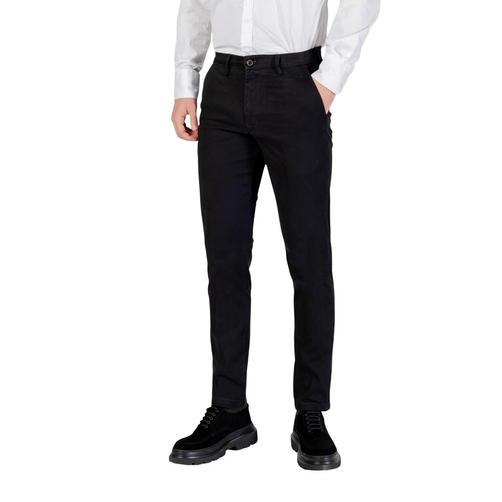 Borghese Black Cotton Skinny Pants Borghese