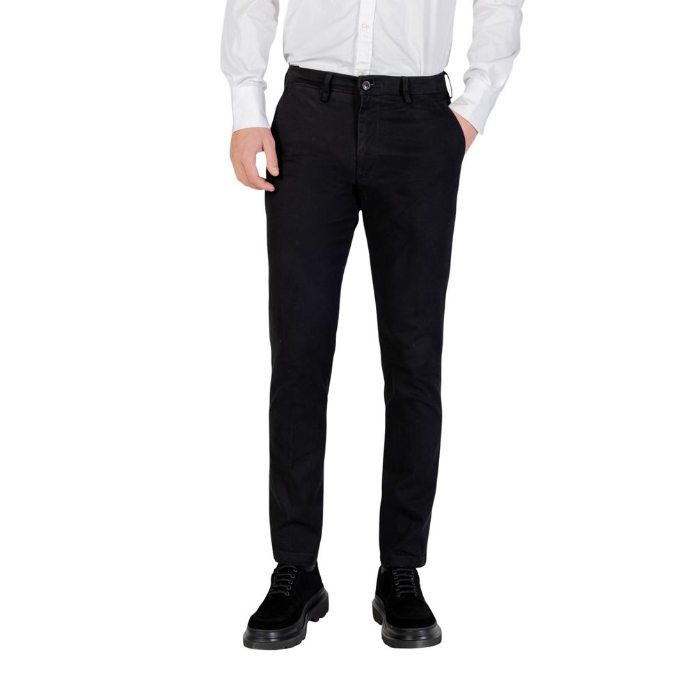 Borghese Black Cotton Skinny Pants Borghese