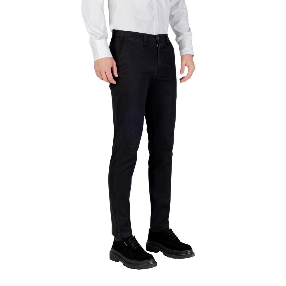 Borghese Black Cotton Skinny Pants Borghese