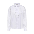 White cotton blouse by Jacqueline De Yong, featuring a relaxed fit with long sleeves and a classic collar.