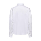 White cotton blouse by Jacqueline De Yong, featuring a relaxed fit with long sleeves and a classic collar.