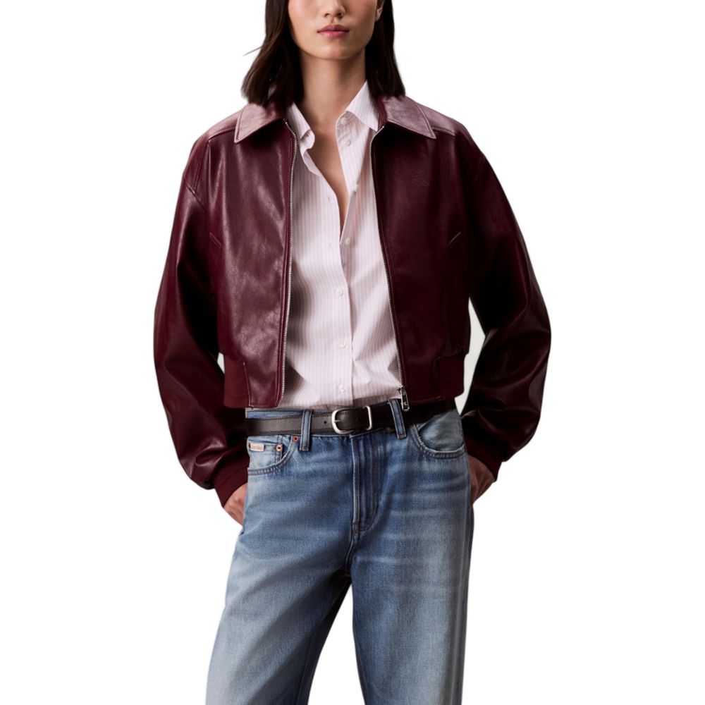 Calvin Klein Jeans Bordeaux Leather Jacket Calvin Klein Jeans