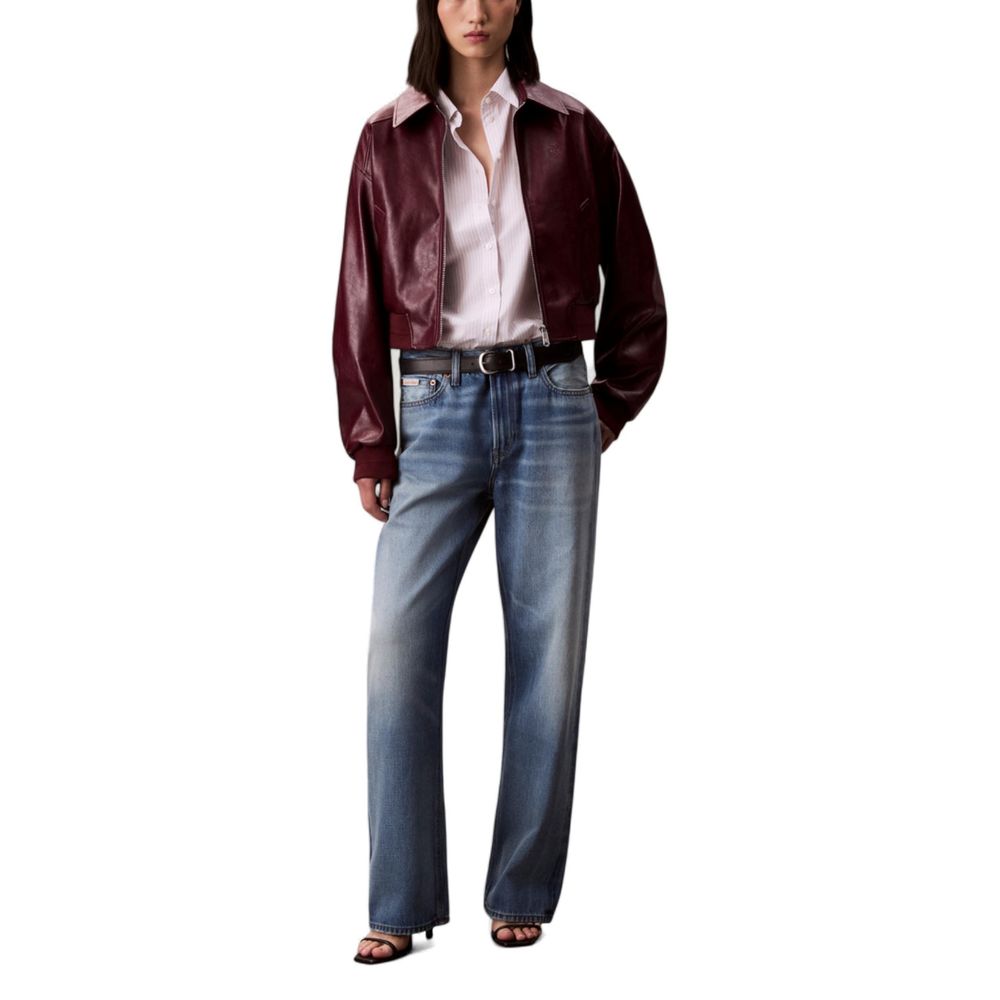 Calvin Klein Jeans Bordeaux Leather Jacket Calvin Klein Jeans
