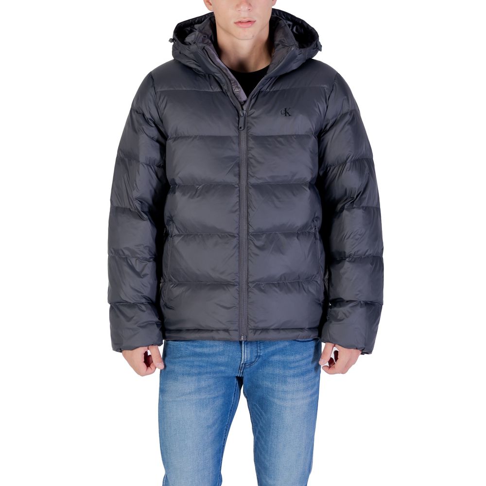 Calvin Klein Jeans Gray Polyamide Coat Calvin Klein Jeans