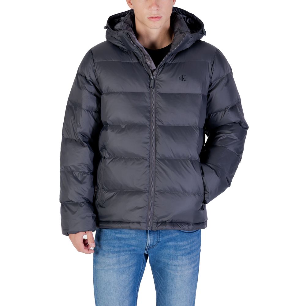 Calvin Klein Jeans Gray Polyamide Coat Calvin Klein Jeans