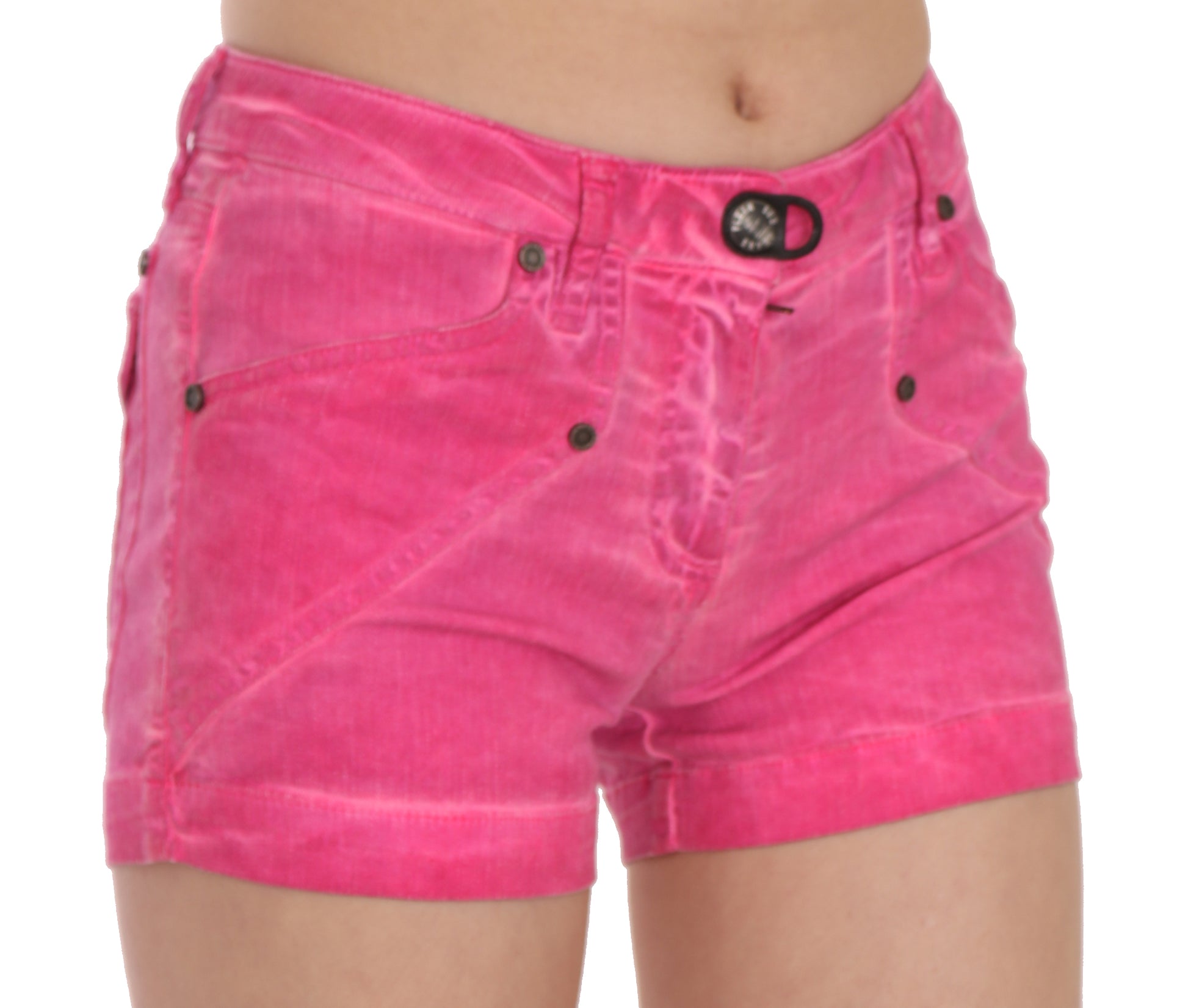 PLEIN SUD Pink Mid Waist Cotton Denim Mini Shorts PLEIN SUD