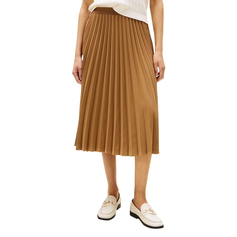 Tommy Hilfiger Brown Recycled Polyester Midi Skirt Tommy Hilfiger