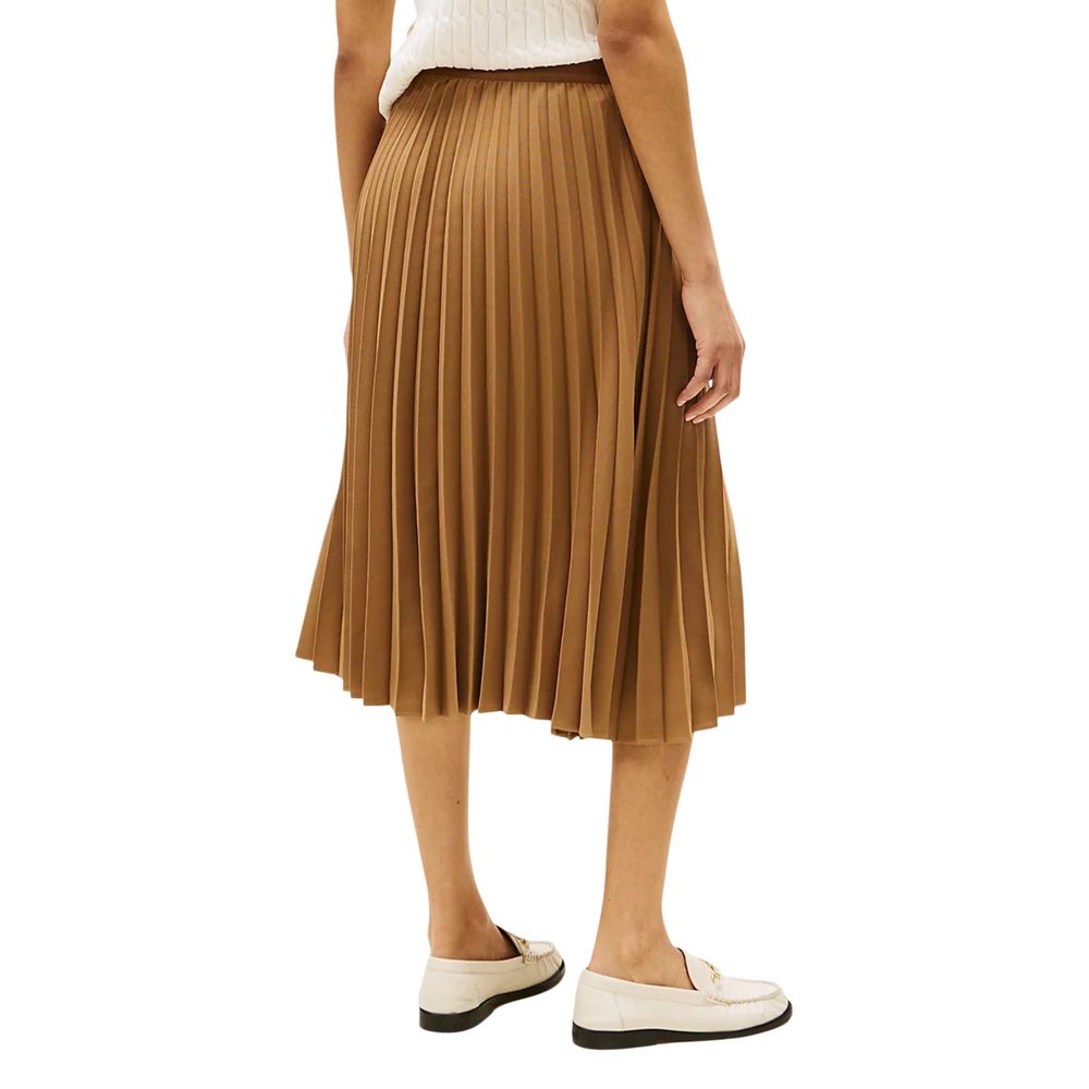 Tommy Hilfiger Brown Recycled Polyester Midi Skirt Tommy Hilfiger