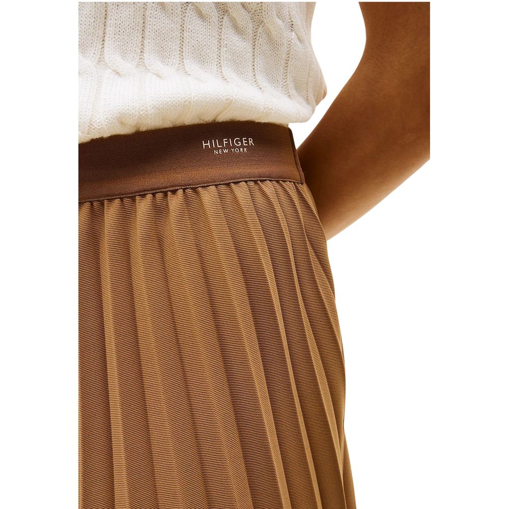 Tommy Hilfiger Brown Recycled Polyester Midi Skirt Tommy Hilfiger