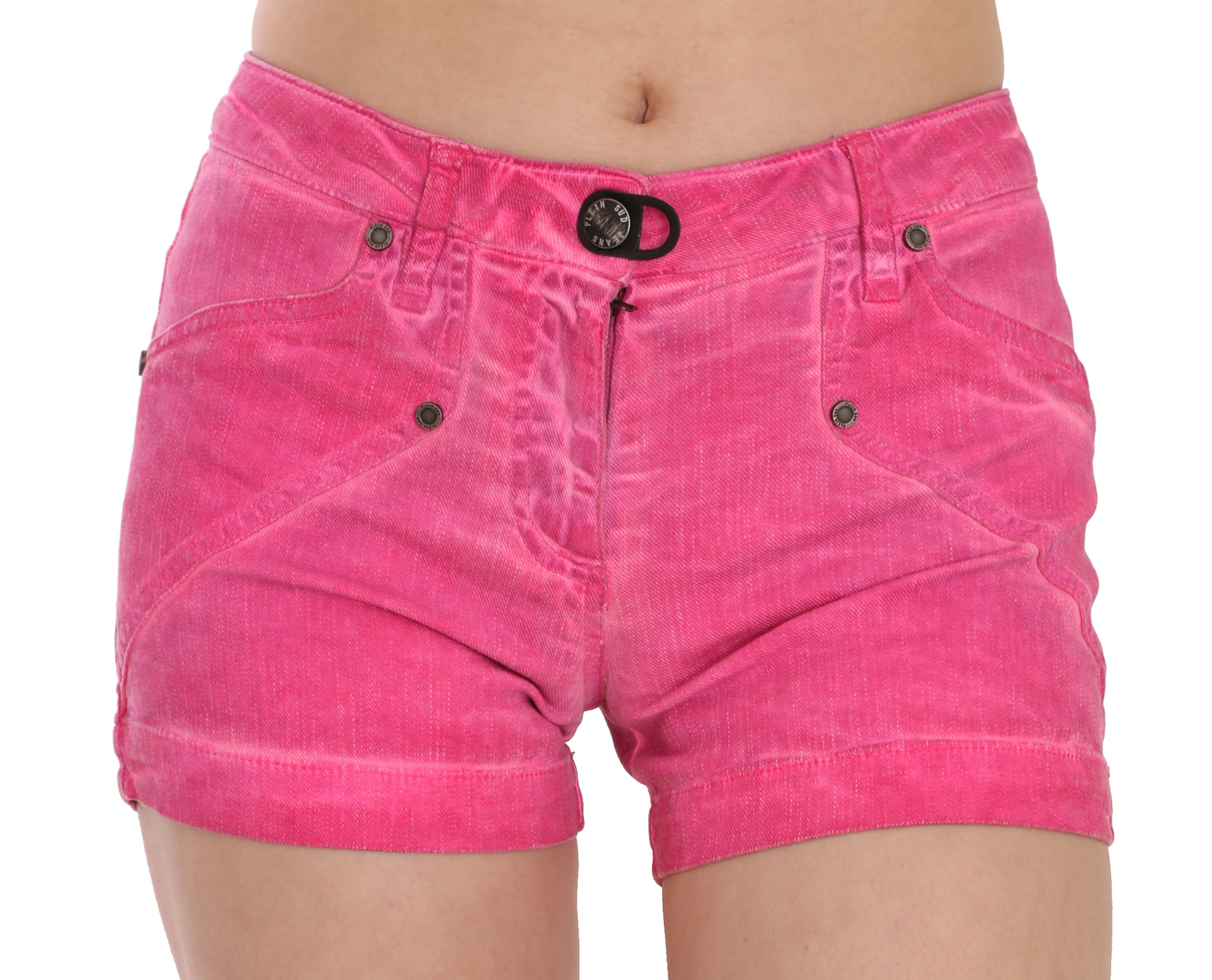PLEIN SUD Pink Mid Waist Cotton Denim Mini Shorts PLEIN SUD