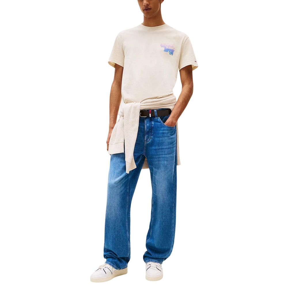 Tommy Hilfiger Jeans Beige Recycled Cotton T-Shirt Tommy Hilfiger Jeans