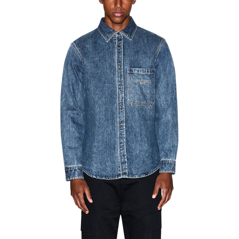 Armani Exchange Blue Denim Shirt Armani Exchange