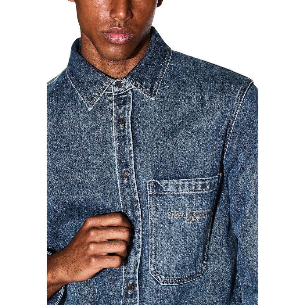 Armani Exchange Blue Denim Shirt Armani Exchange
