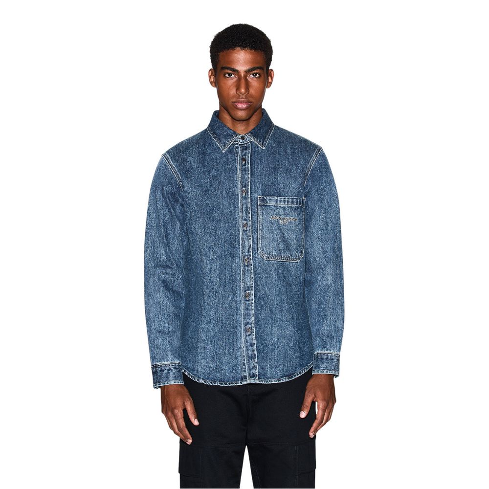 Armani Exchange Blue Denim Shirt Armani Exchange
