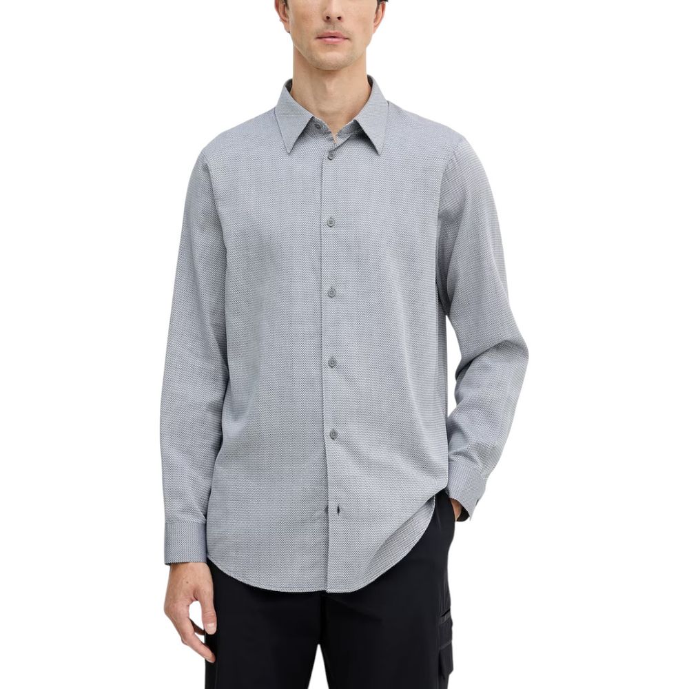Armani Exchange Black And White Cotton Dress Shirt Armani Exchange