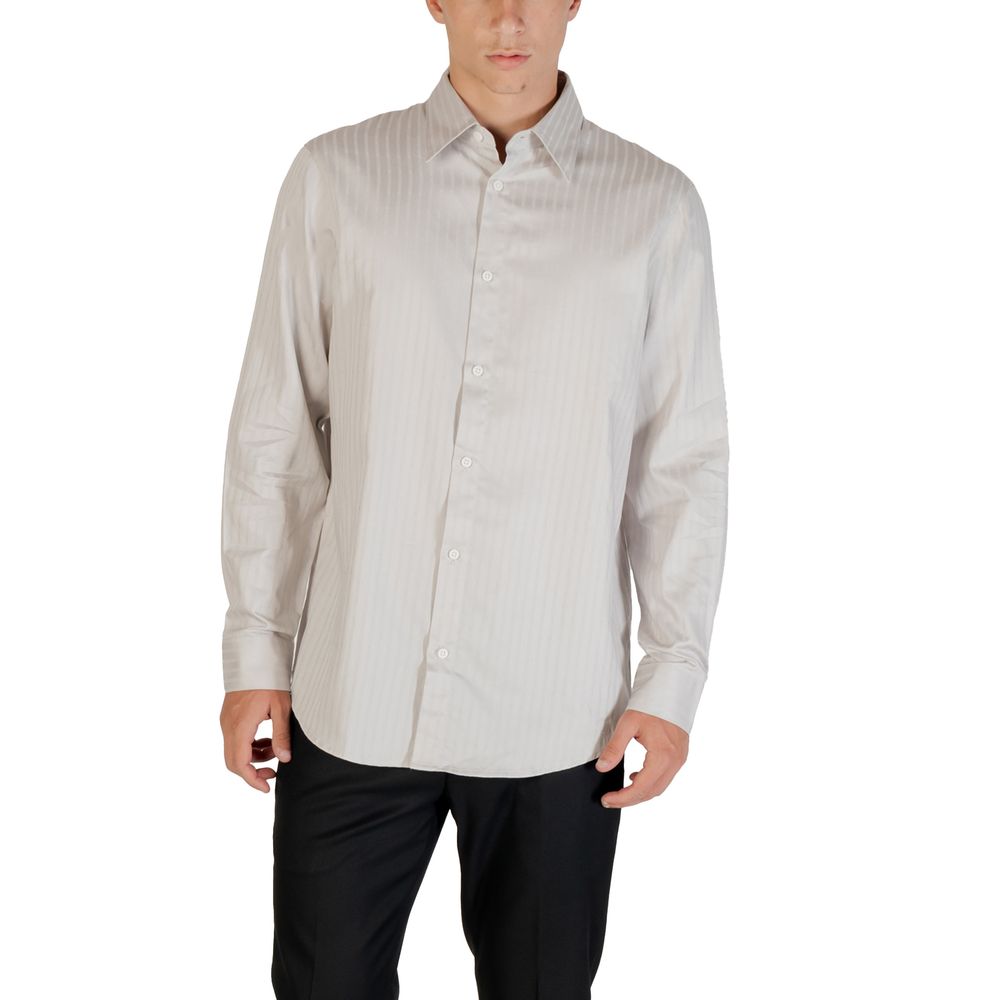 Armani Exchange Gray Cotton Pattern Shirt Armani Exchange