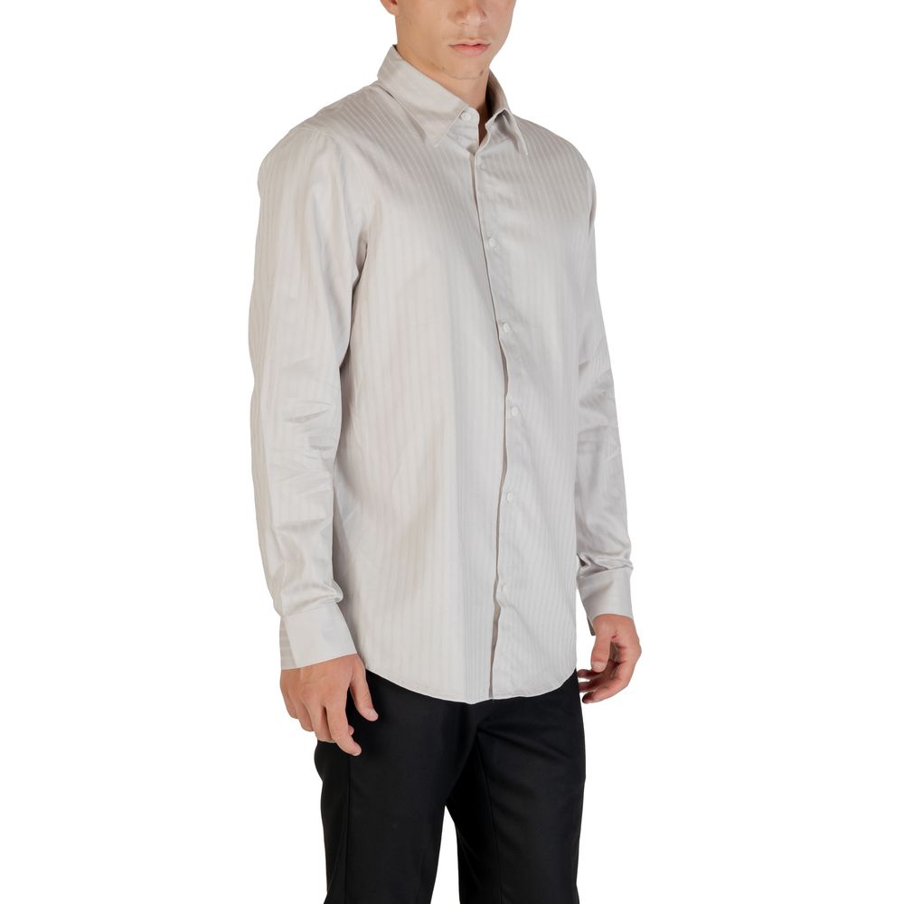 Armani Exchange Gray Cotton Pattern Shirt Armani Exchange