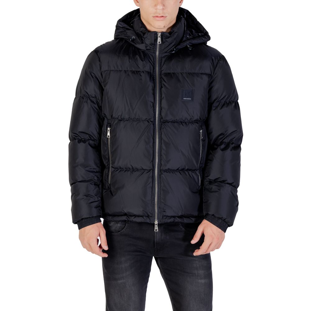 Armani Exchange Blue Polyamide Coat Armani Exchange