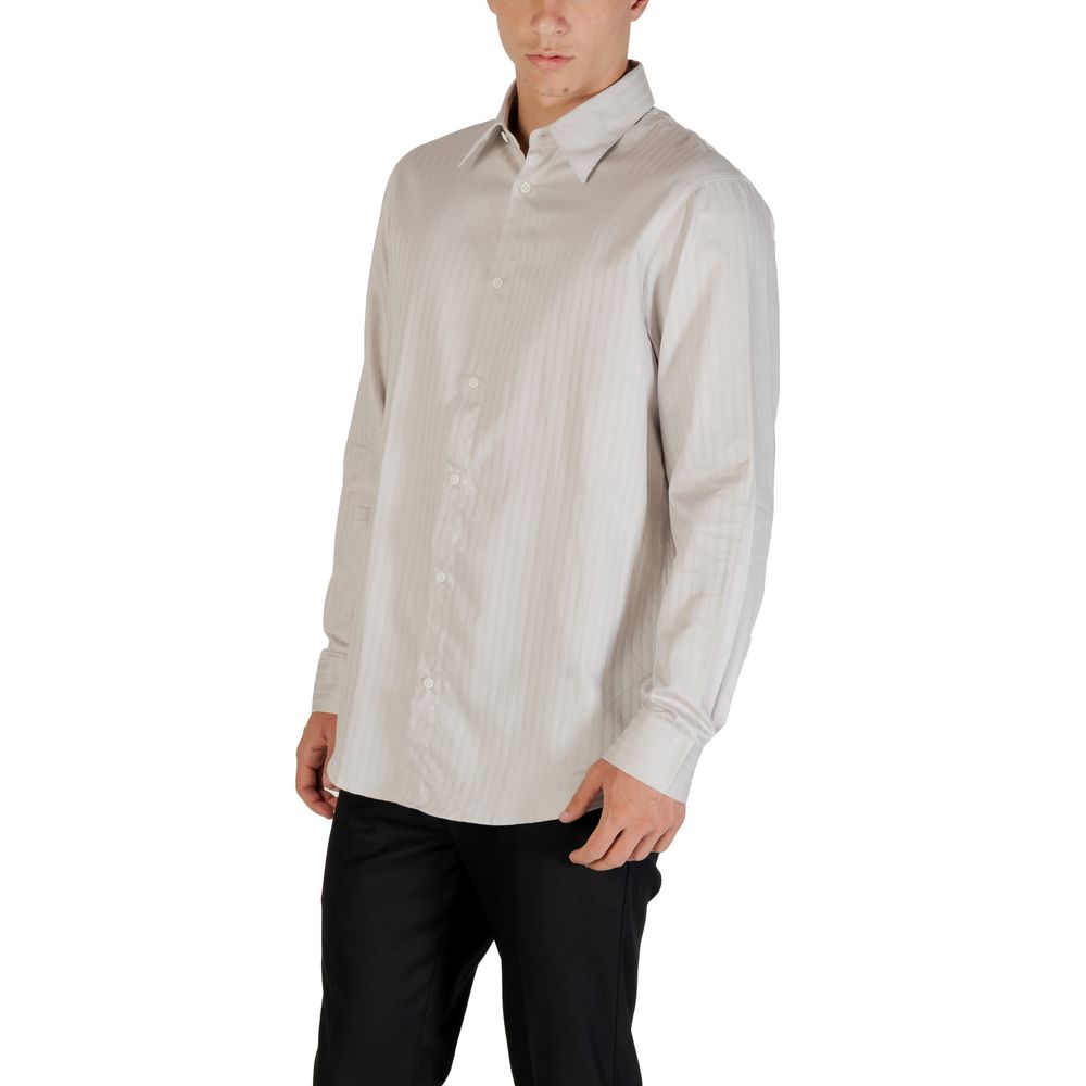 Armani Exchange Gray Cotton Pattern Shirt Armani Exchange