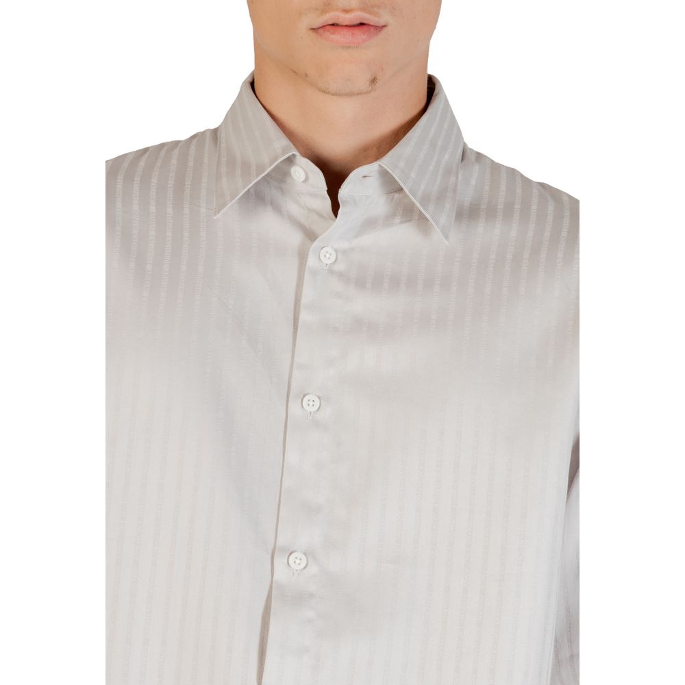 Armani Exchange Gray Cotton Pattern Shirt Armani Exchange
