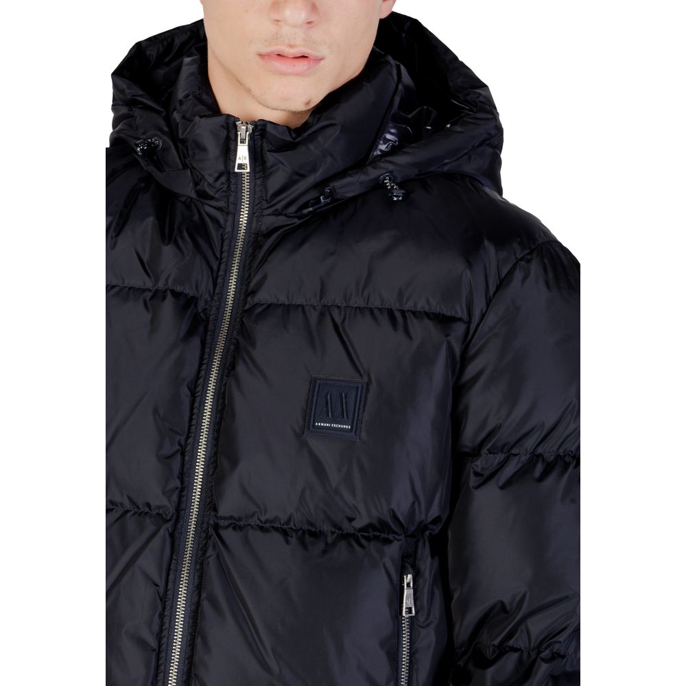 Armani Exchange Blue Polyamide Coat Armani Exchange