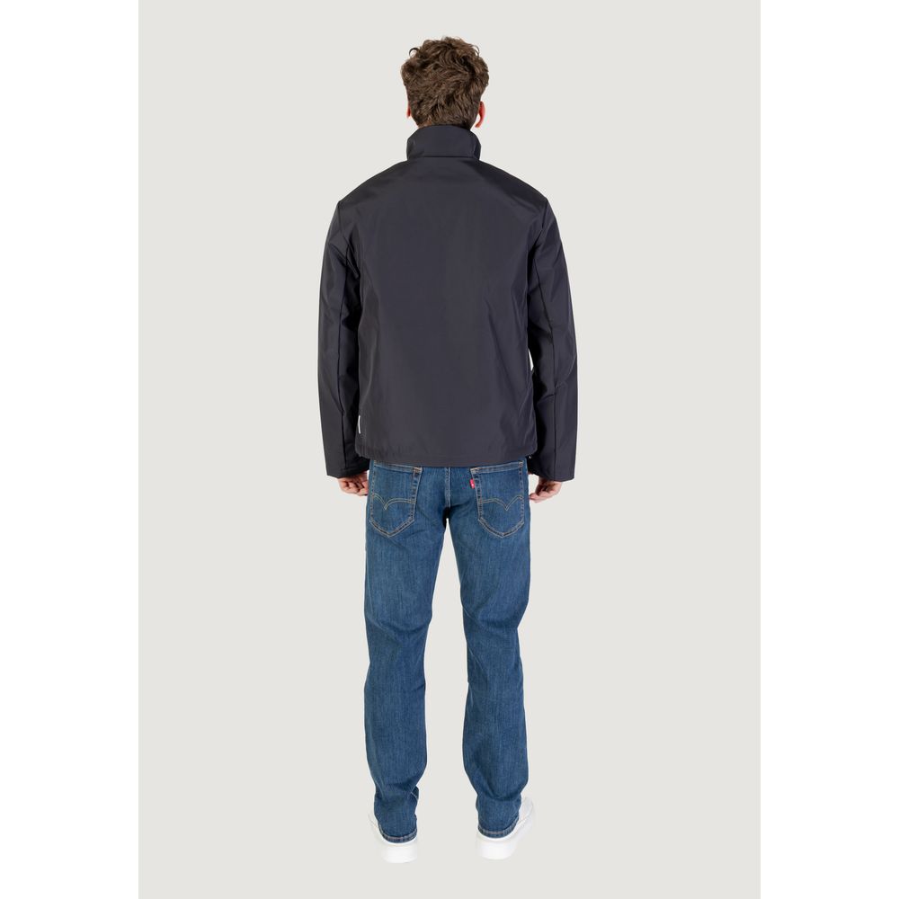 Armani Exchange Blue Polyester Full-Length Jacket Armani Exchange