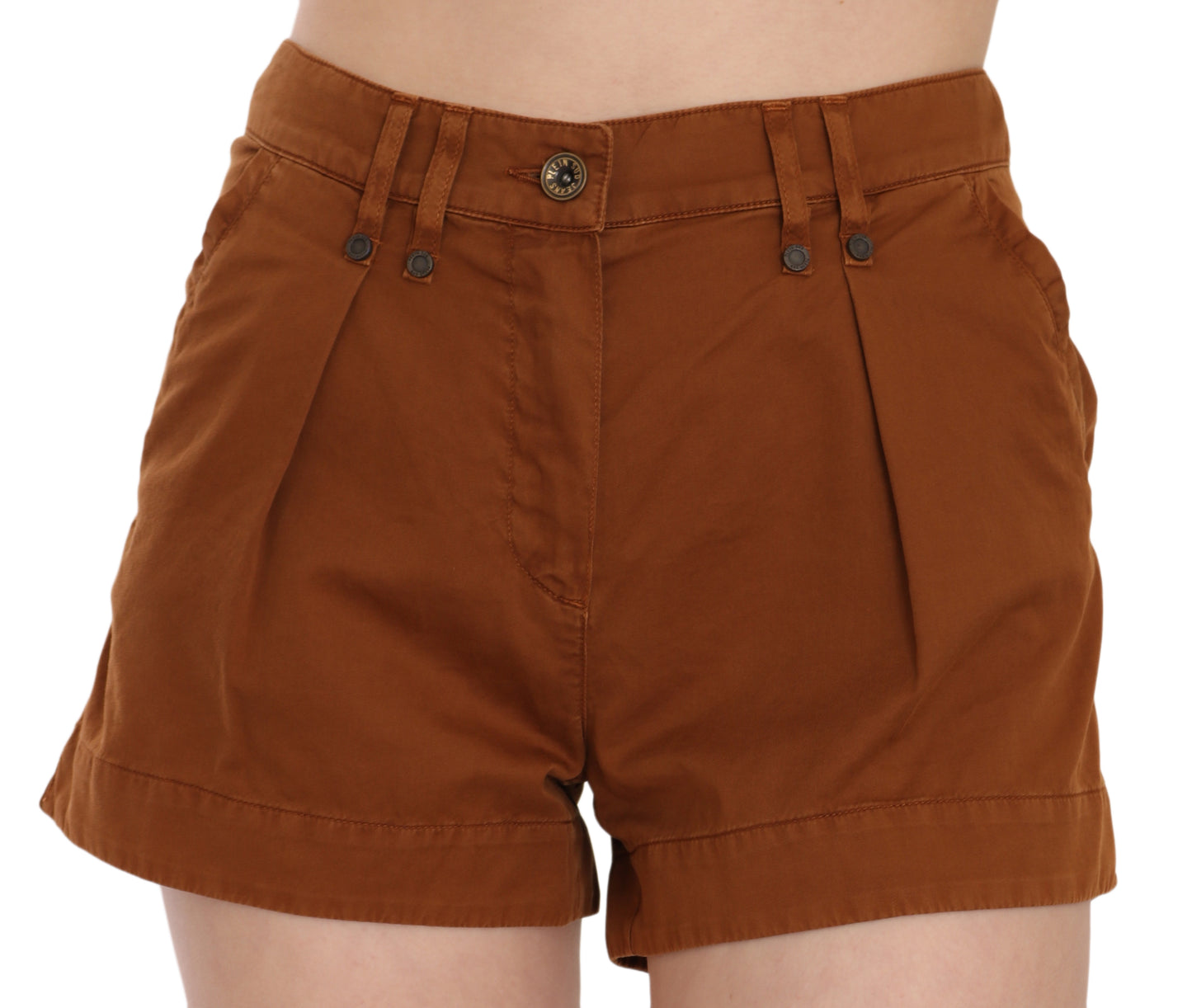 PLEIN SUD Brown Mid Waist Cotton Denim Mini Shorts PLEIN SUD