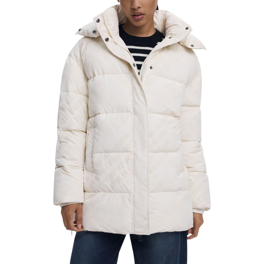 Desigual Cream Polyester Coat Desigual