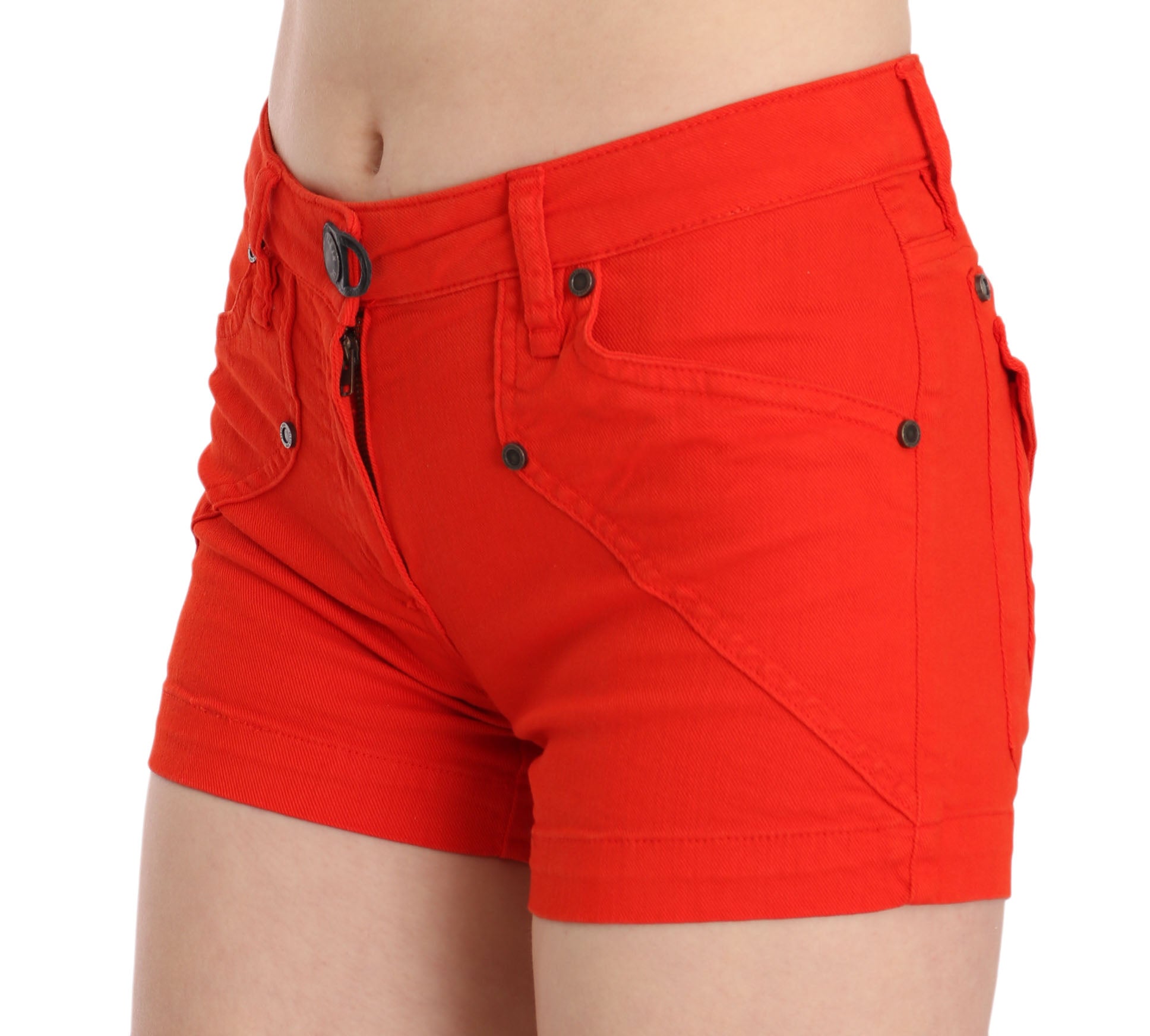 PLEIN SUD Orange Mid Waist Cotton Denim Mini PLEIN SUD