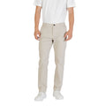 Hugo Boss beige polyester casual pants with a relaxed fit and classic design, suitable for everyday wear.