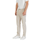 Hugo Boss beige polyester casual pants with a relaxed fit and classic design, suitable for everyday wear.