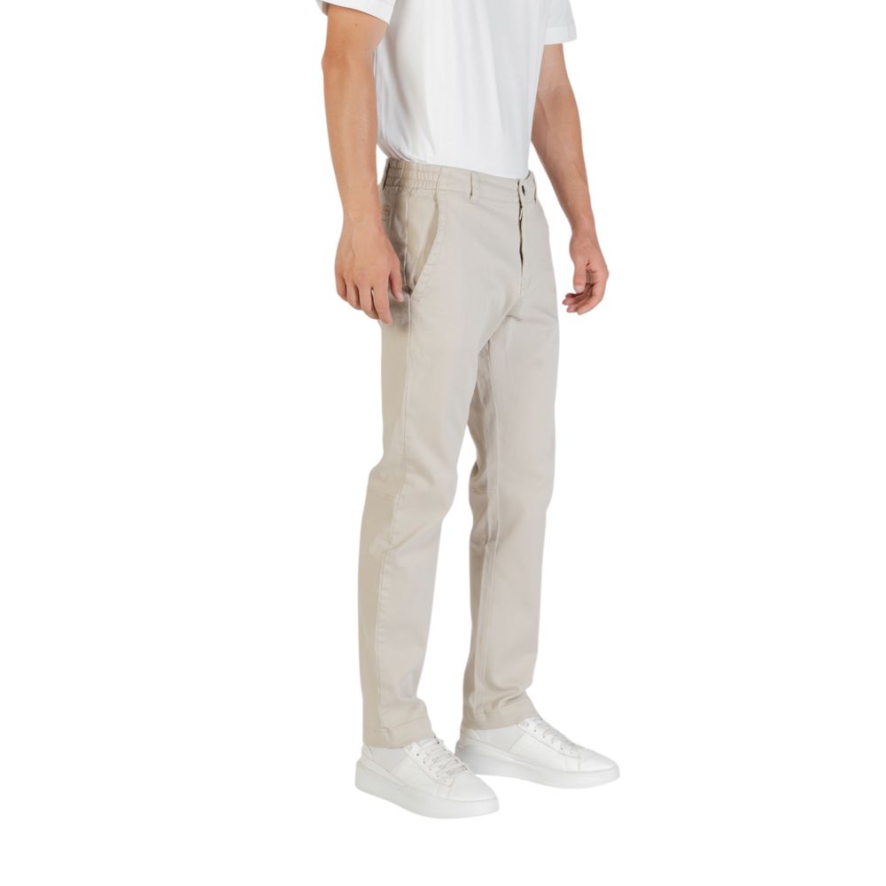 Hugo Boss beige polyester casual pants with a relaxed fit and subtle design, suitable for everyday wear.