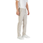 Hugo Boss beige polyester casual pants with a relaxed fit and subtle design, suitable for everyday wear.