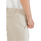 Hugo Boss beige polyester casual pants with a relaxed fit and stylish design, suitable for everyday wear.