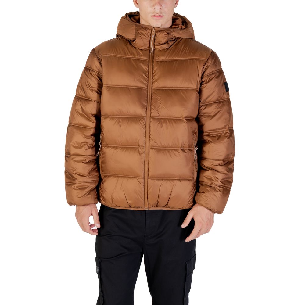 Tommy Hilfiger Jeans Brown Polyamide Coat Tommy Hilfiger Jeans